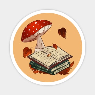 Vintage books and mushroom Magnet